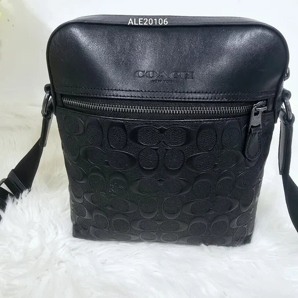 Coach Houston Flight Bag In Signature Black Leather Men - Picture 3 of 15